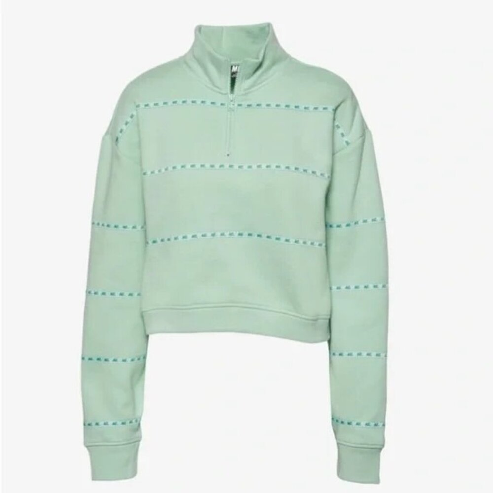 Me. Melody Ehsani Mint Green Logo Fleece Pullover Half Zip Cropped‎ XL
